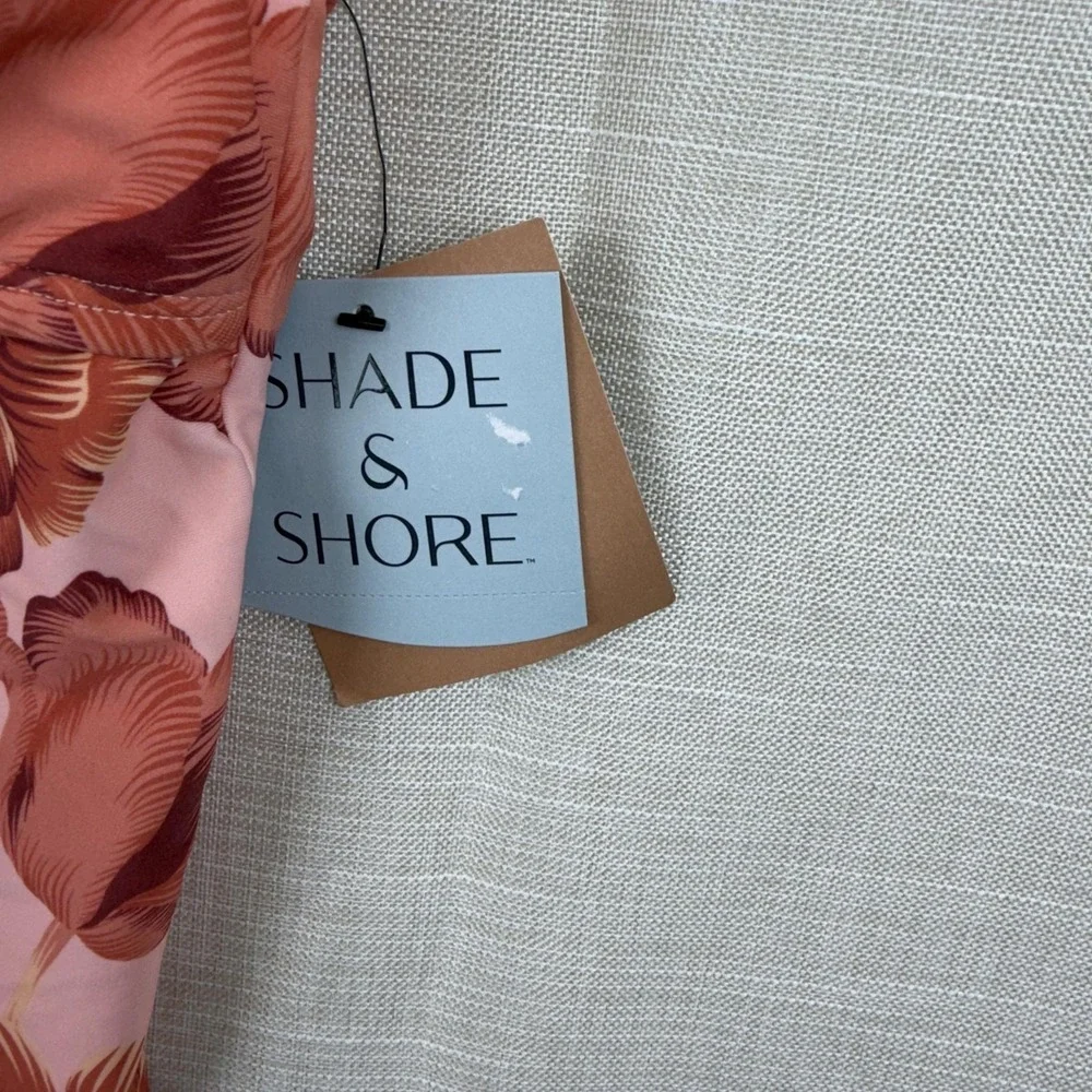 Shade & Shore Tankini Swim Top Womens Medium Pink Hibiscus Floral Adjustable NWT